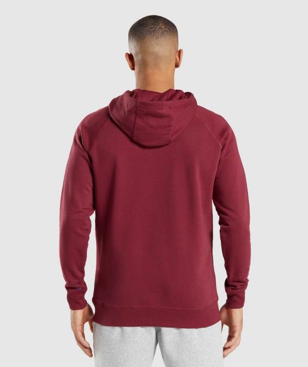 Panske Mikiny S Kapucňou Gymshark Crest Bordove Červené | DP3192047